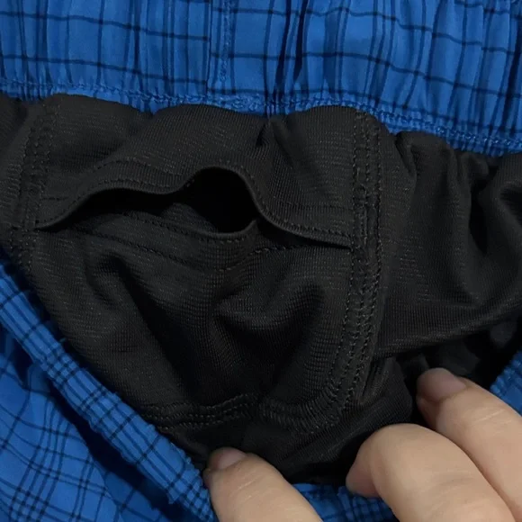 Lululemon Blue Plaid Surge Shorts Size Large - Picture 7 of 8